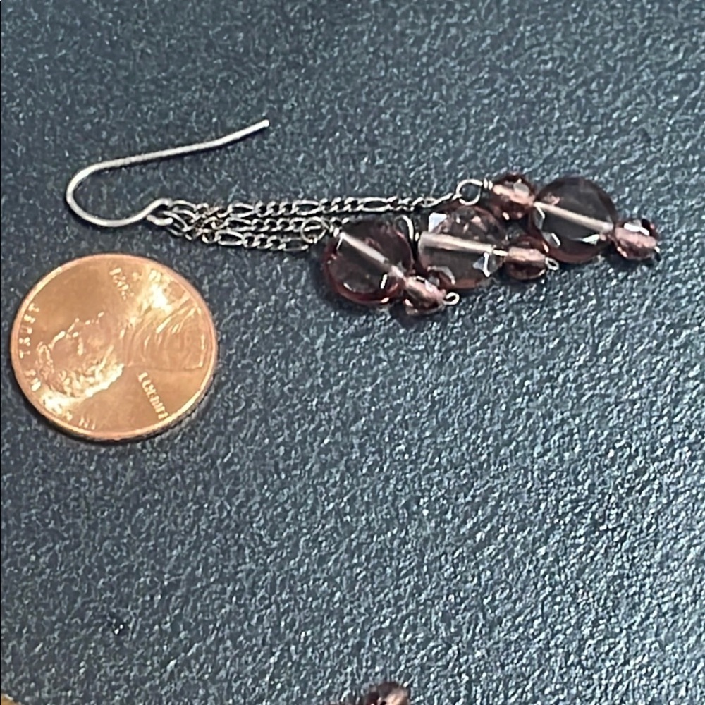 .925 Sterling GARNET EARRINGS real solid Silver Fine Jewelry Faceted vintage - Picture 8 of 8